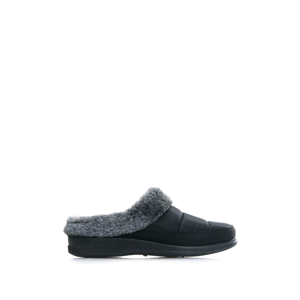 Тапки женские утепленные из текстиля цвет чёрный