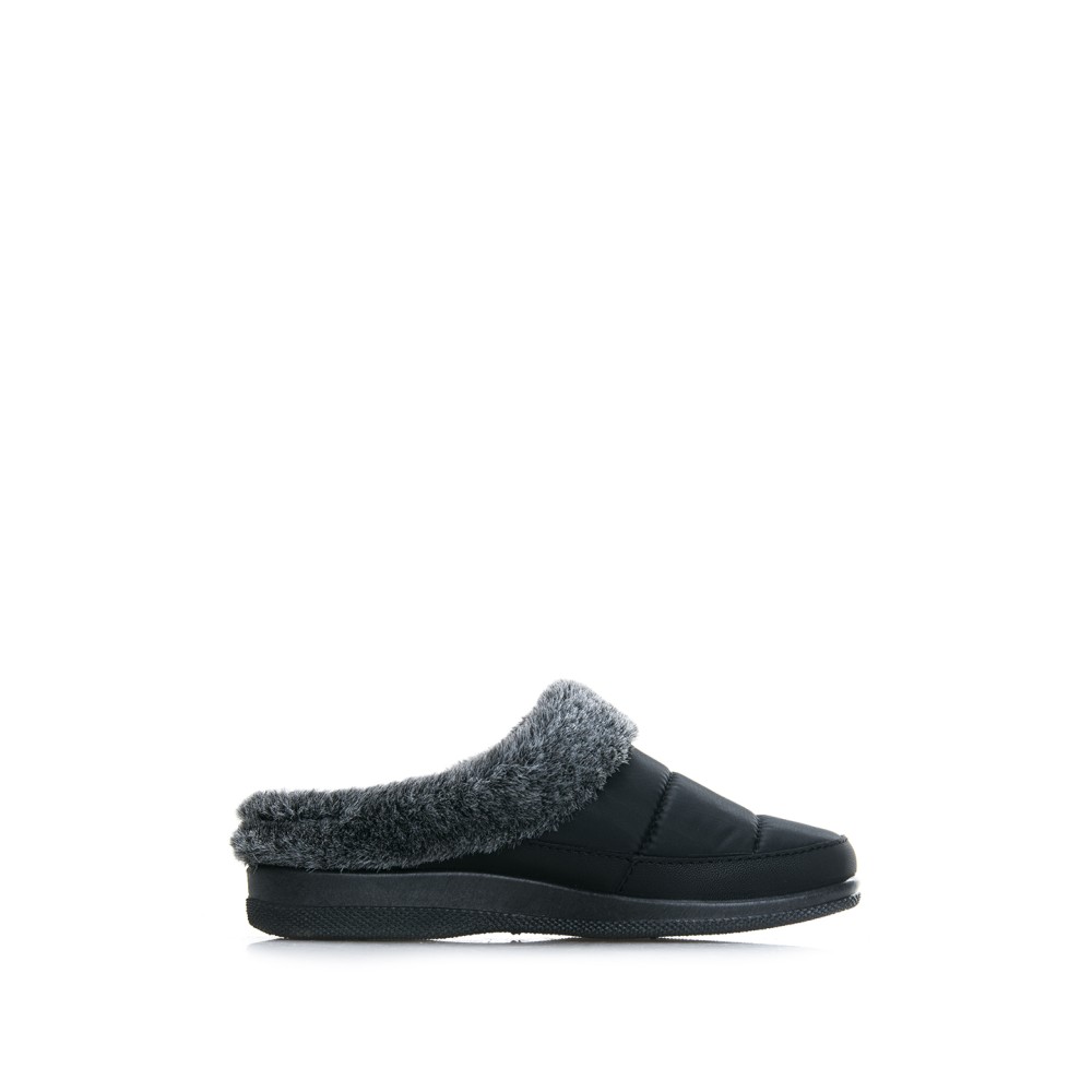 Тапки женские утепленные из текстиля цвет чёрный