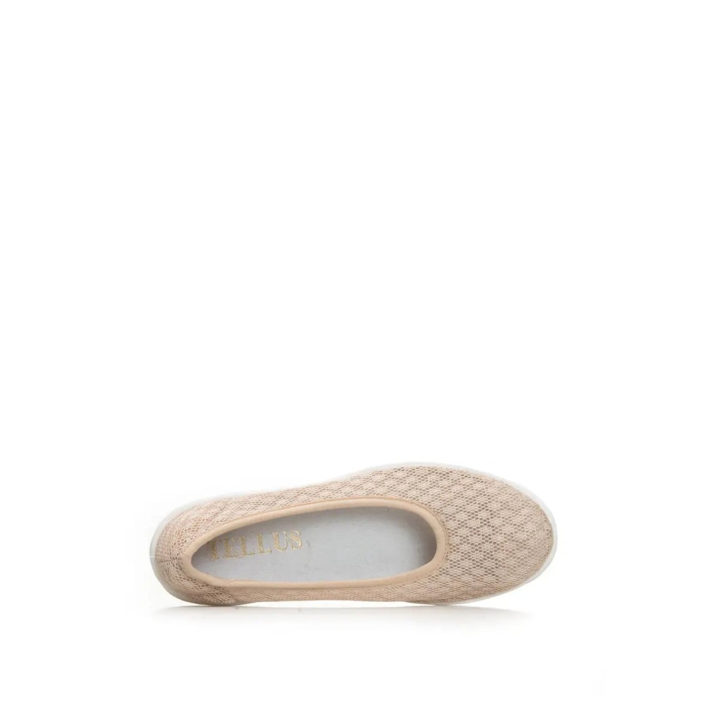 Балетки женские из текстиля с натуральной подкладкой на ПУ подошве цвет бежевый