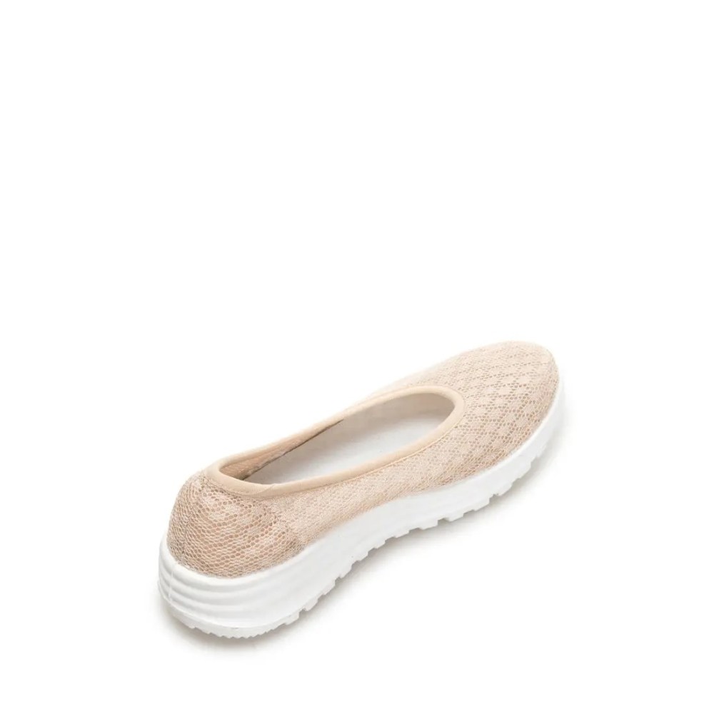 Балетки женские из текстиля с натуральной подкладкой на ПУ подошве цвет бежевый