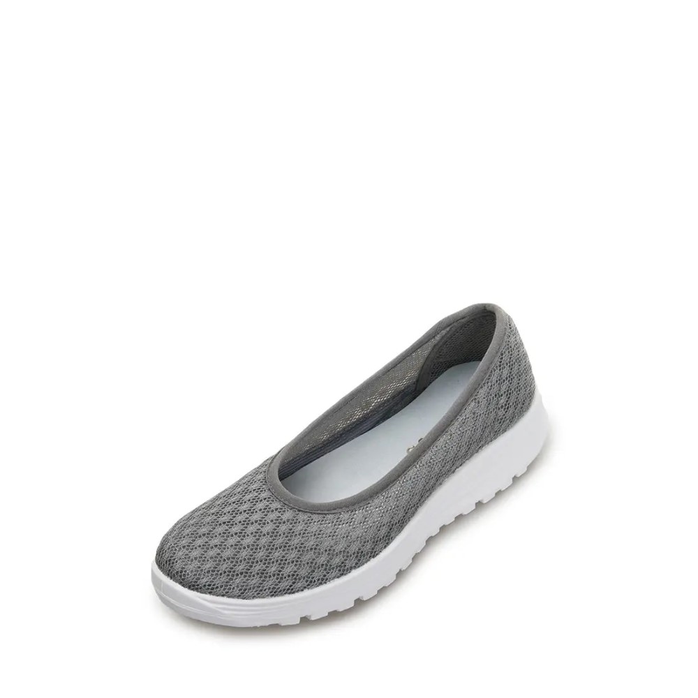 Балетки женские из текстиля с натуральной подкладкой на ПУ подошве цвет серый