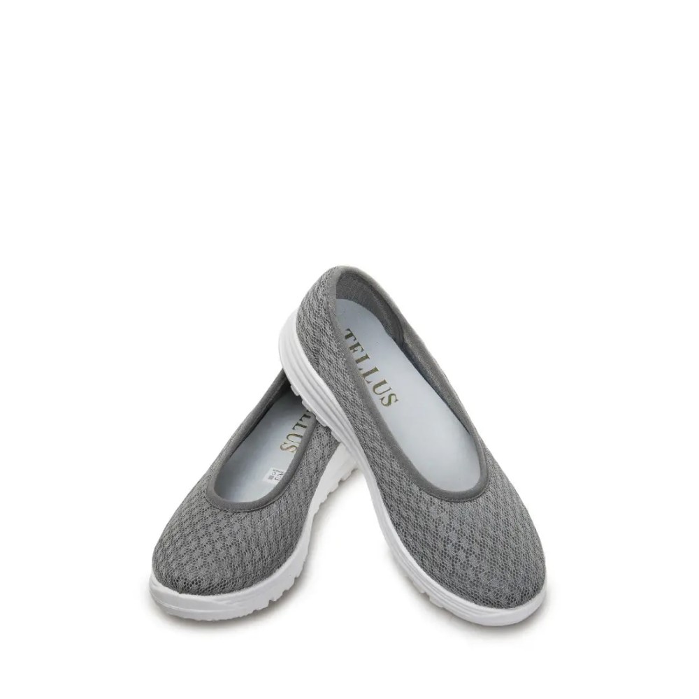 Балетки женские из текстиля с натуральной подкладкой на ПУ подошве цвет серый