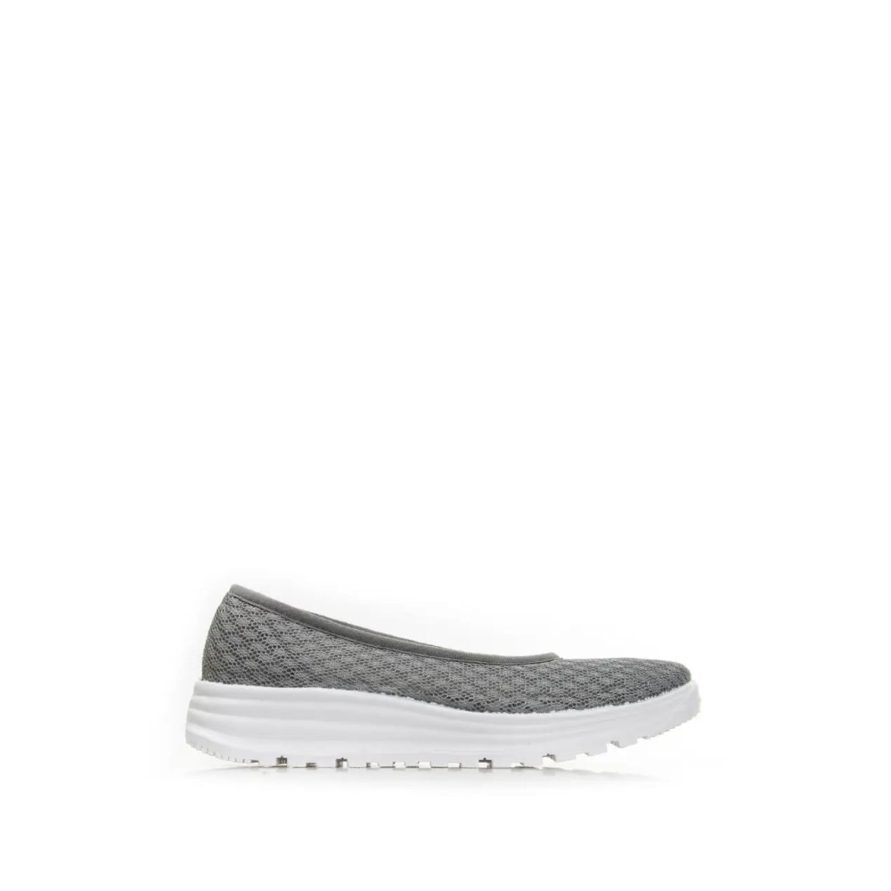 Балетки женские из текстиля с натуральной подкладкой на ПУ подошве цвет серый