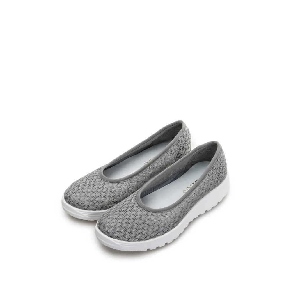 Балетки женские из текстиля с натуральной подкладкой на ПУ подошве цвет серый