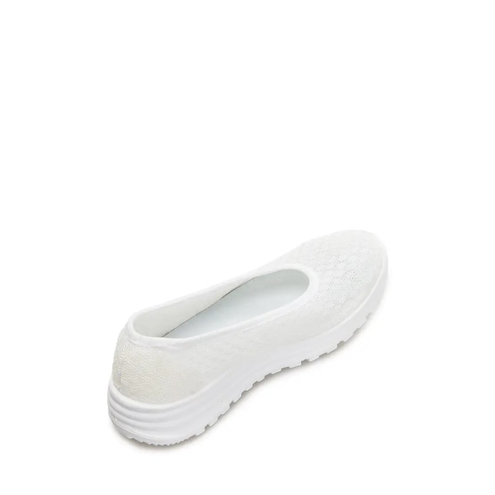 Балетки женские из текстиля с натуральной подкладкой на ПУ подошве цвет белый