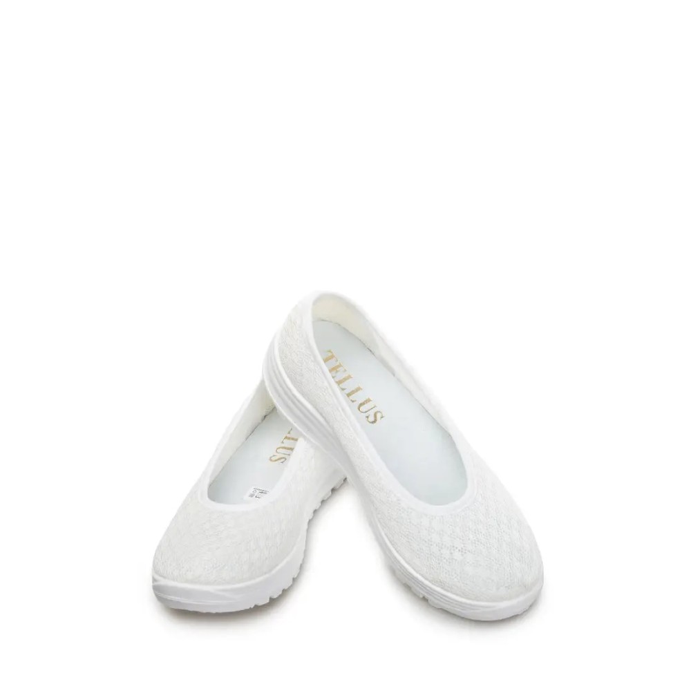 Балетки женские из текстиля с натуральной подкладкой на ПУ подошве цвет белый