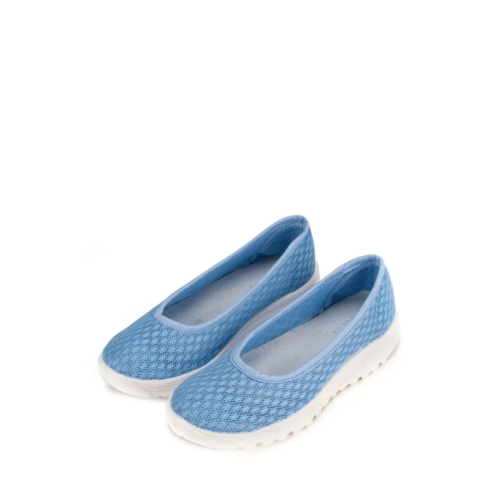 Балетки женские из текстиля с натуральной подкладкой на ПУ подошве цвет голубой