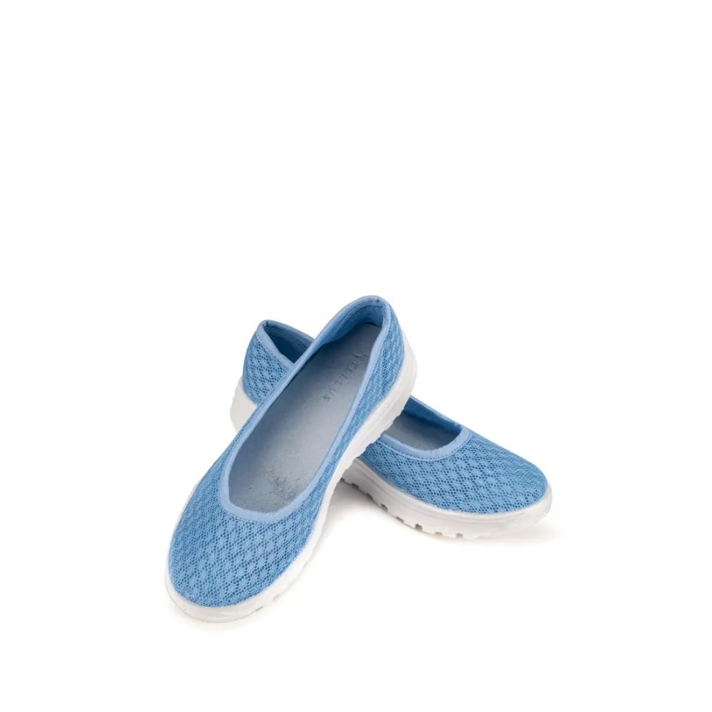 Балетки женские из текстиля с натуральной подкладкой на ПУ подошве цвет голубой