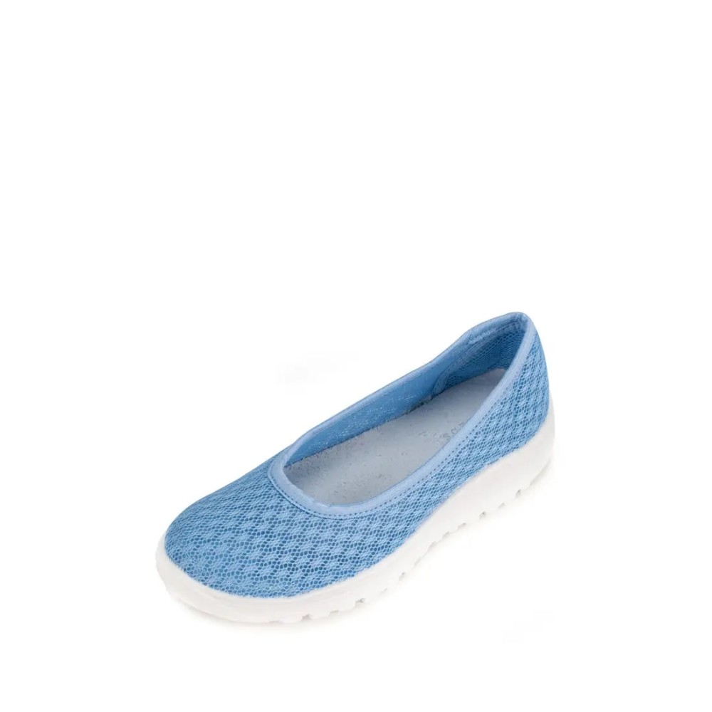 Балетки женские из текстиля с натуральной подкладкой на ПУ подошве цвет голубой