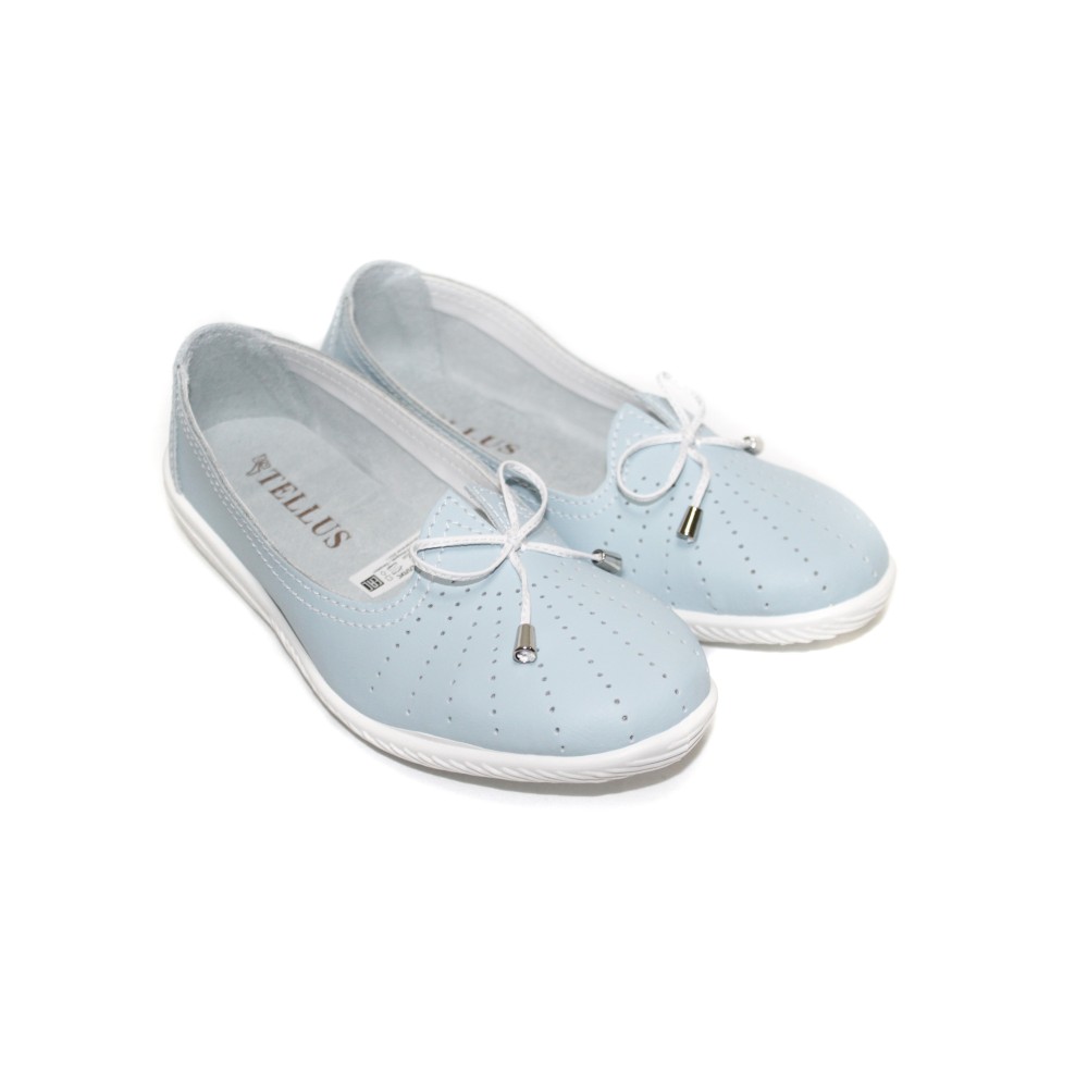 Балетки женские из натуральной кожи с натуральной стелькой цвет голубой