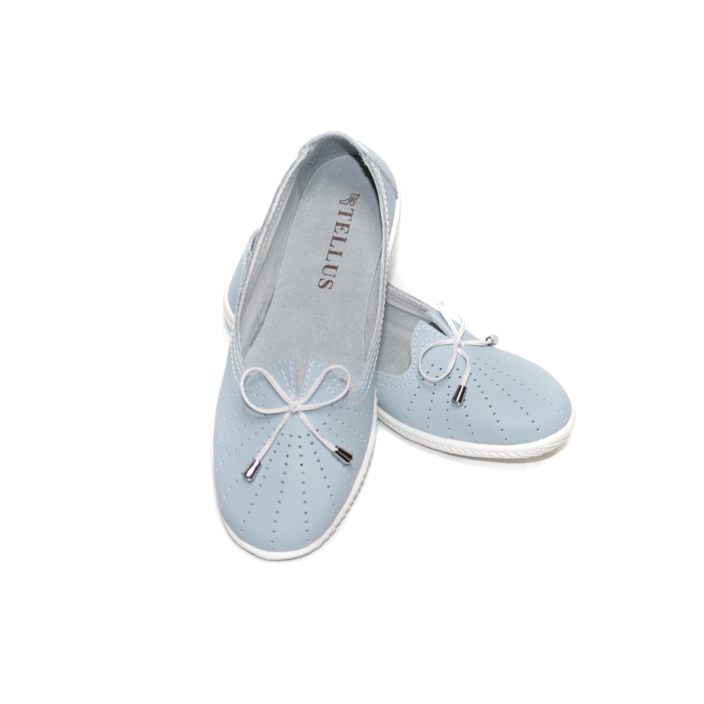 Балетки женские из натуральной кожи с натуральной стелькой цвет голубой