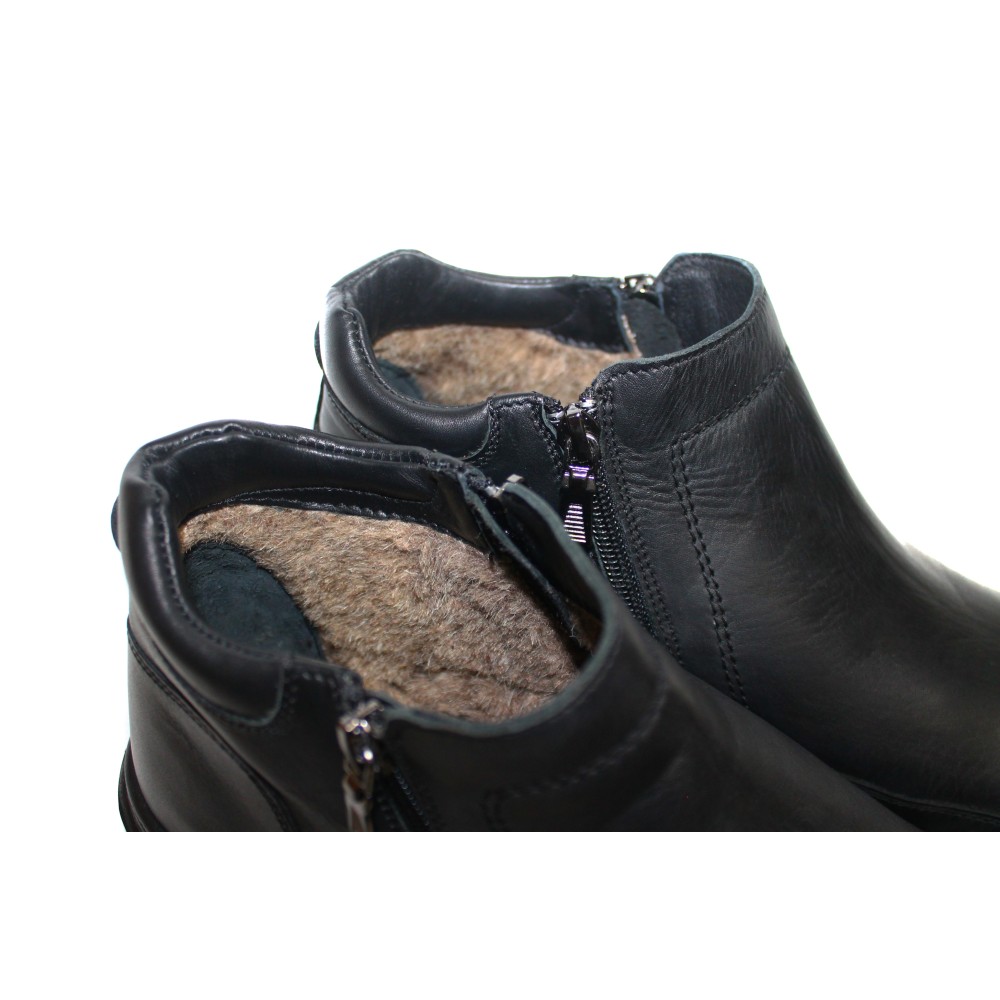 Ботинки мужские из натуральной кожи на меху цвет чёрный