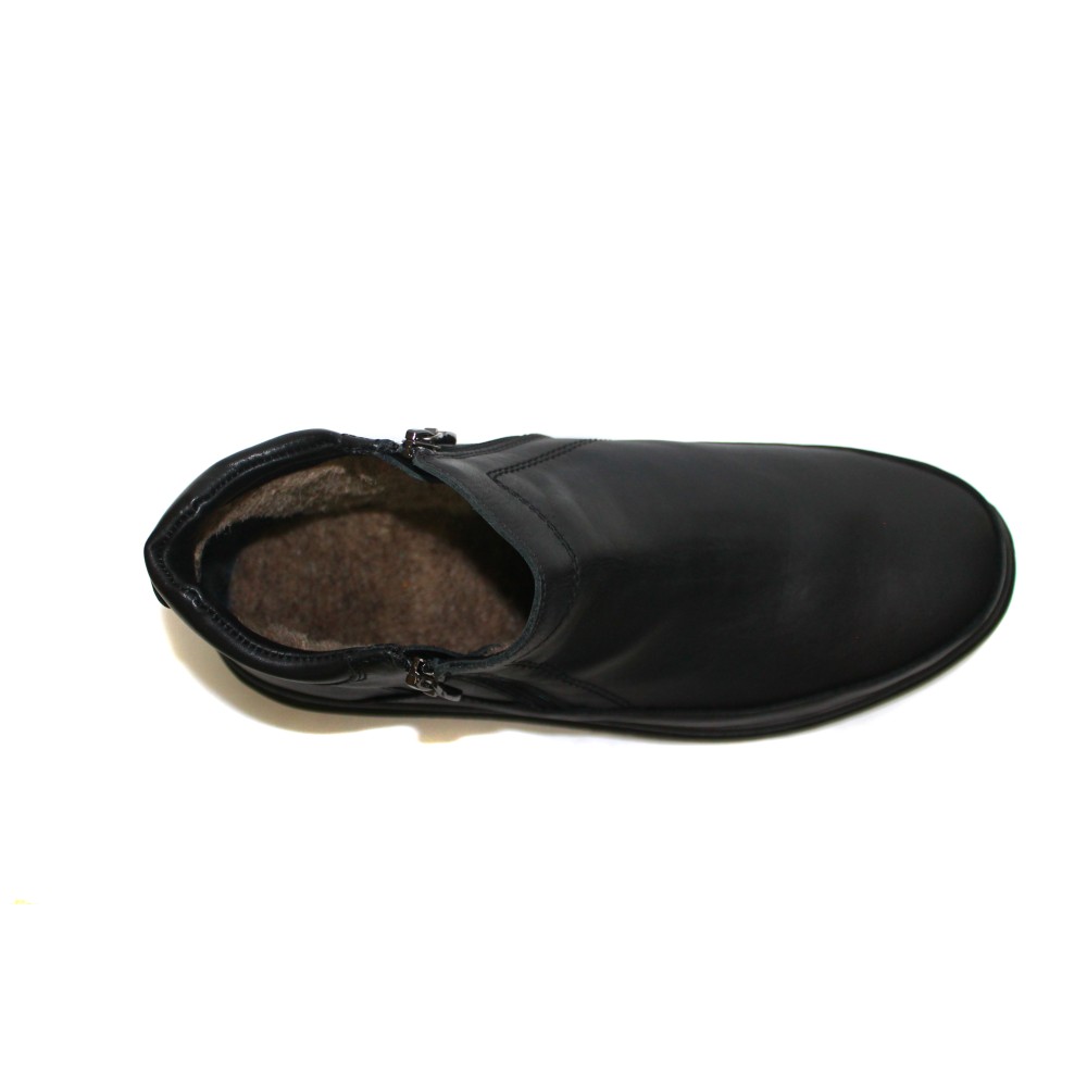 Ботинки мужские из натуральной кожи на меху цвет чёрный