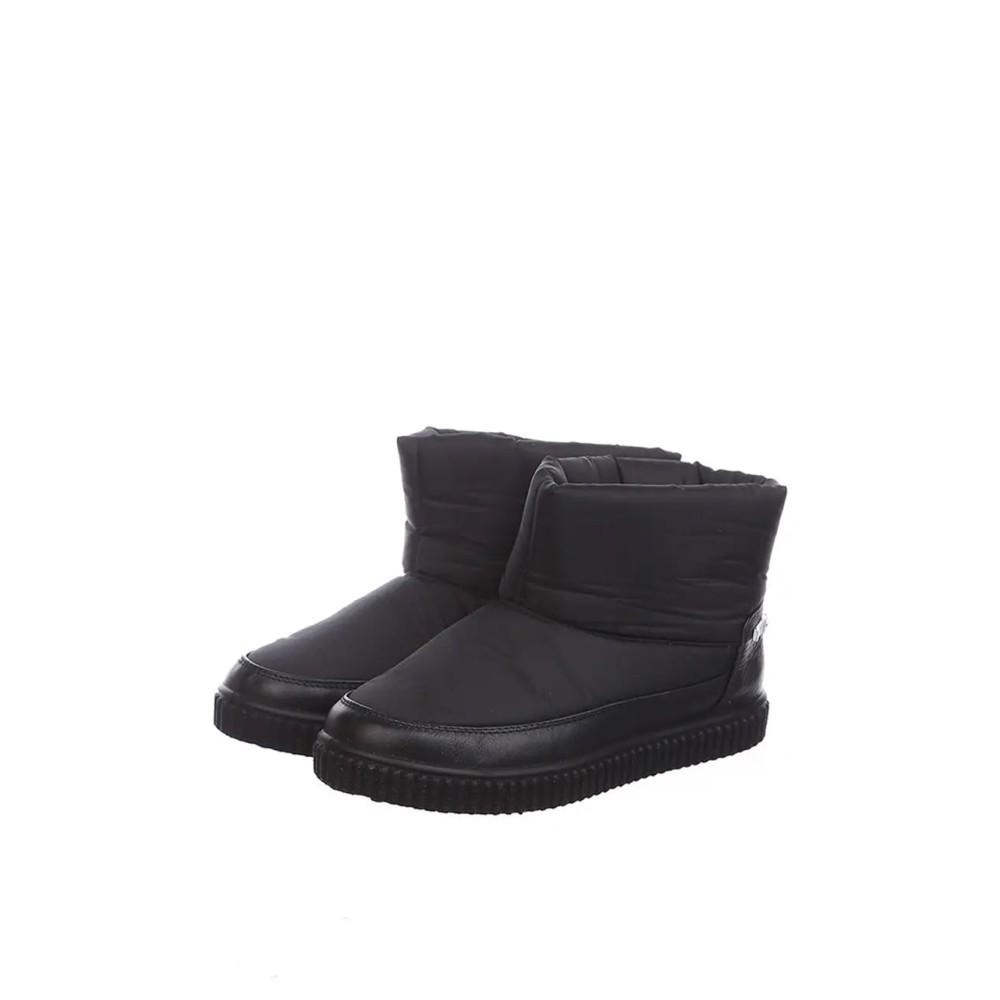 Дутики женские короткие с мехом из водонепроницаемого материала цвет чёрный