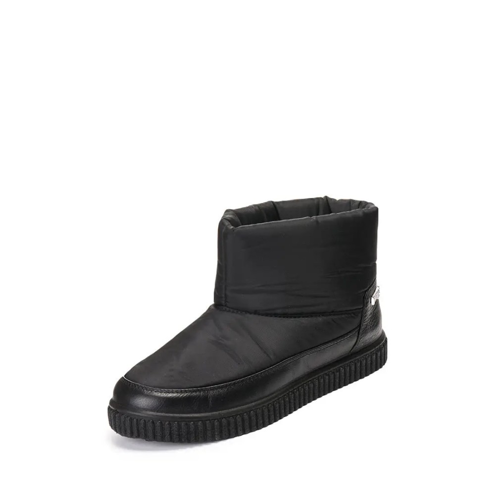 Дутики женские короткие с мехом из водонепроницаемого материала цвет чёрный