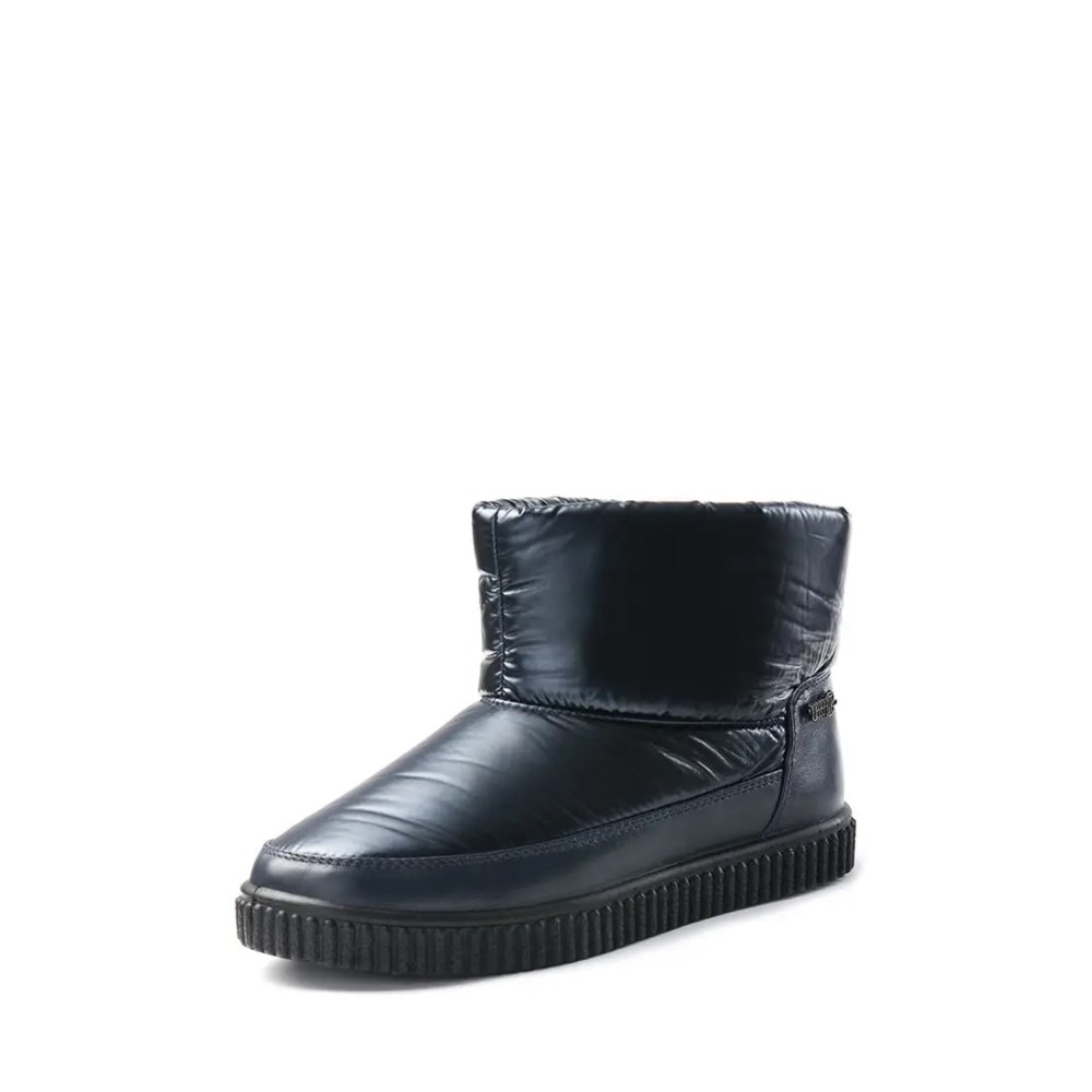 Дутики женские короткие с мехом из водонепроницаемого материала цвет синий