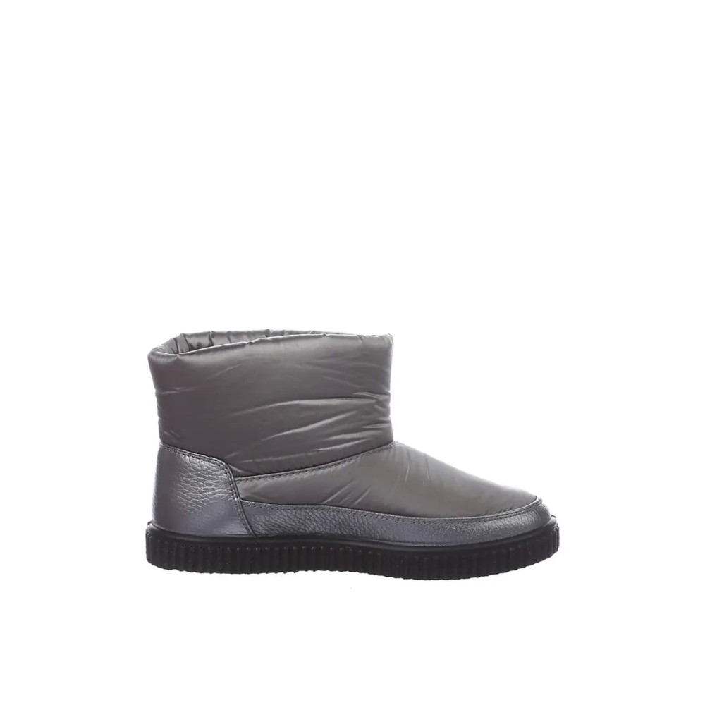 Дутики женские короткие с мехом из водонепроницаемого материала цвет серебро 