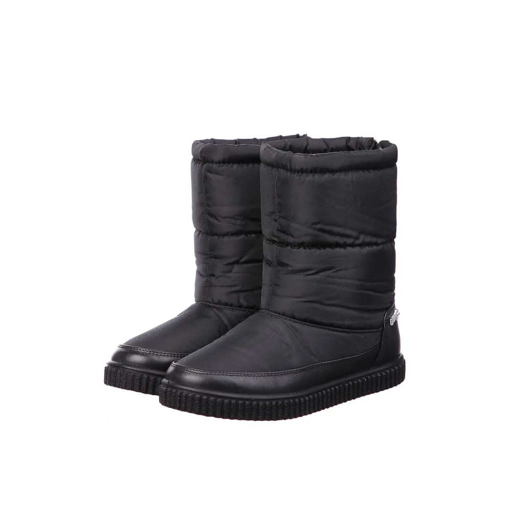 Дутики женские средние с мехом из водонепроницаемого материала цвет чёрный