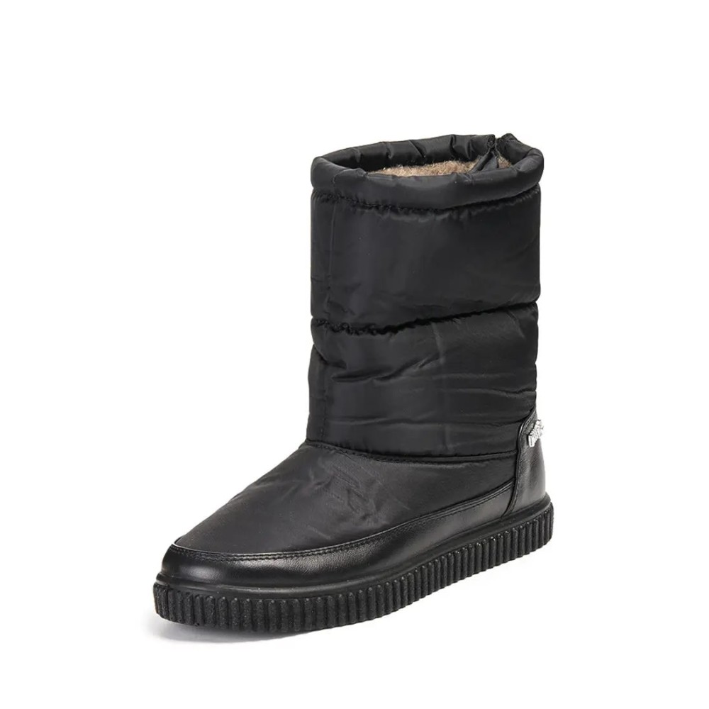 Дутики женские средние с мехом из водонепроницаемого материала цвет чёрный