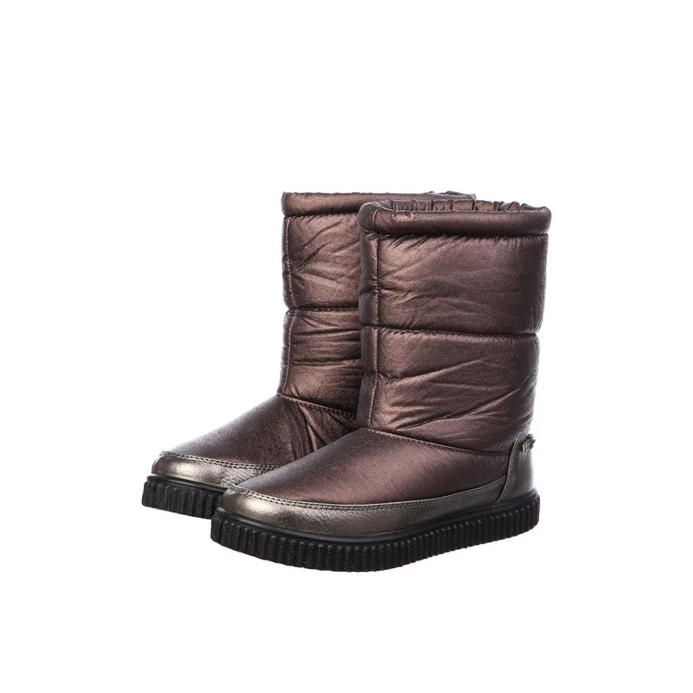 Дутики женские средние с мехом из водонепроницаемого материала цвет бронзовый