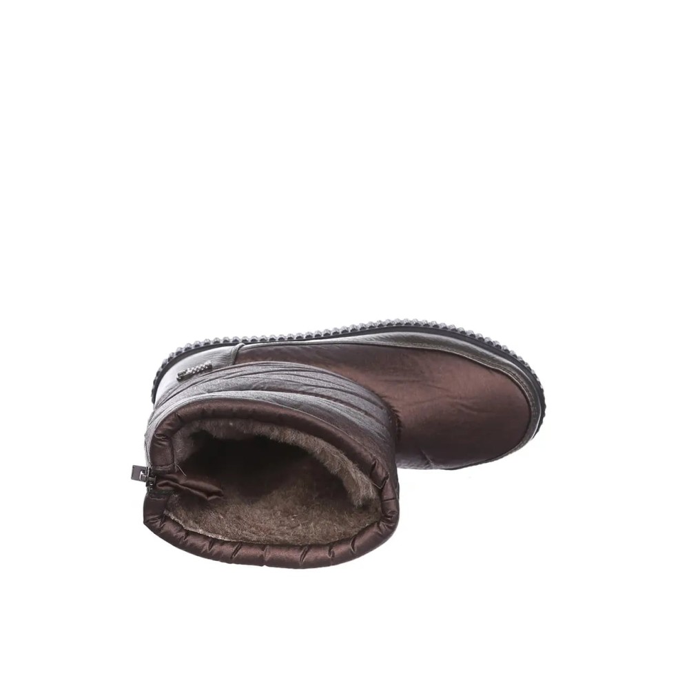 Дутики женские средние с мехом из водонепроницаемого материала цвет бронзовый