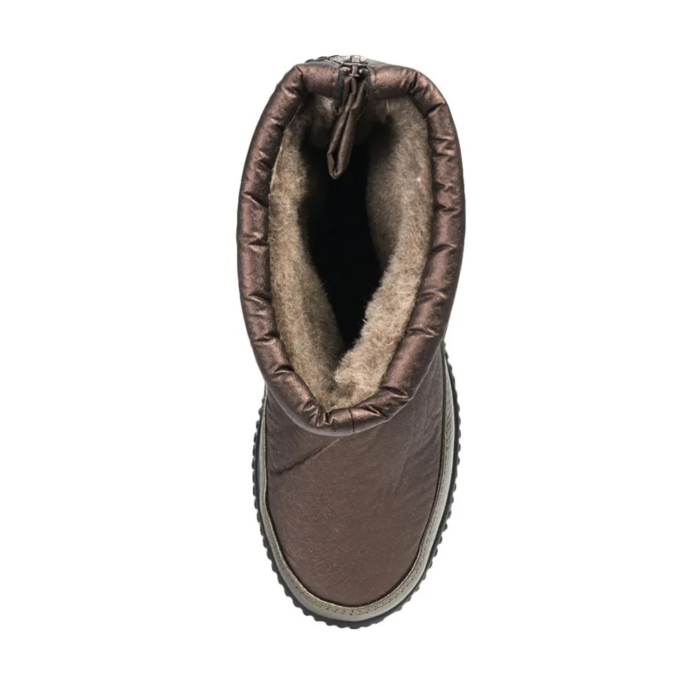 Дутики женские средние с мехом из водонепроницаемого материала цвет бронзовый