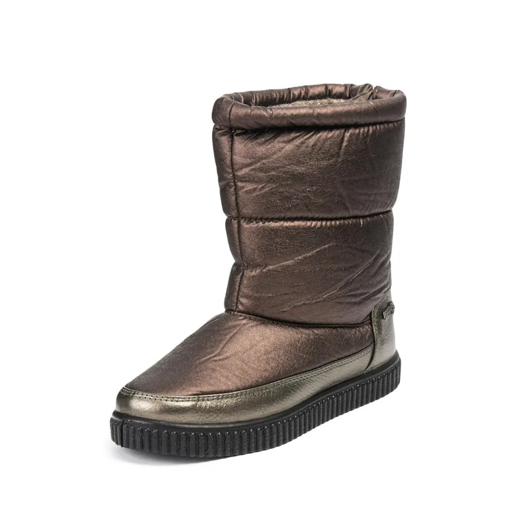 Дутики женские средние с мехом из водонепроницаемого материала цвет бронзовый