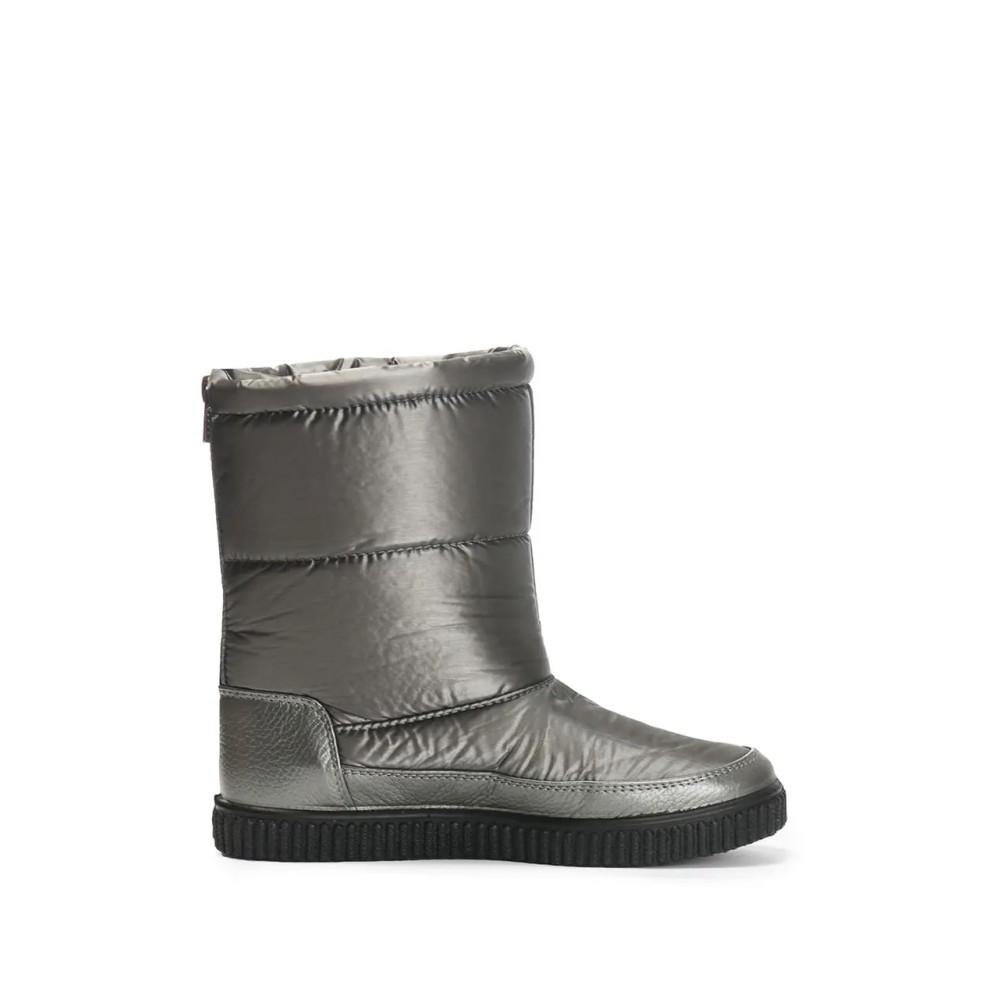 Дутики женские средние с мехом из водонепроницаемого материала цвет серебро