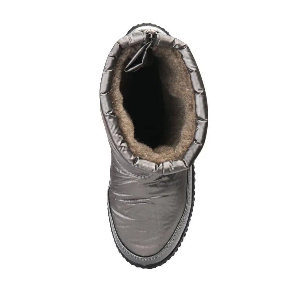 Дутики женские средние с мехом из водонепроницаемого материала цвет серебро