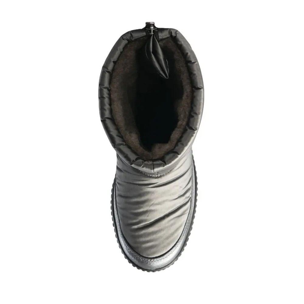 Дутики женские высокие с мехом из водонепроницаемого материала цвет серебряный