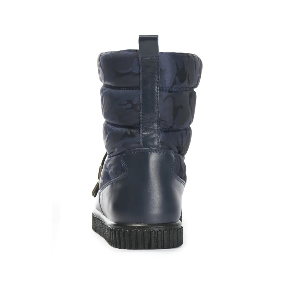 Дутики женские на шнурках из водоотталкивающего текстильного материала цвет синий