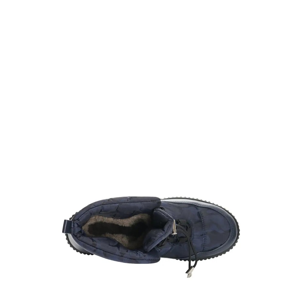 Дутики женские на шнурках из водоотталкивающего текстильного материала цвет синий