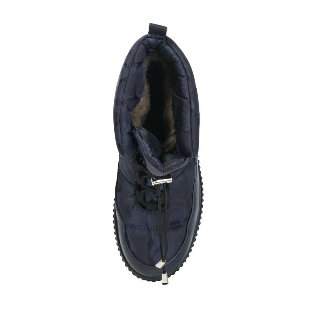 Дутики женские на шнурках из водоотталкивающего текстильного материала цвет синий