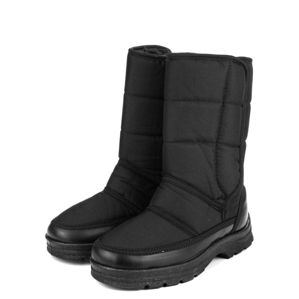 Дутики унисекс с искусственным мехом на ПВХ подошве цвет чёрный