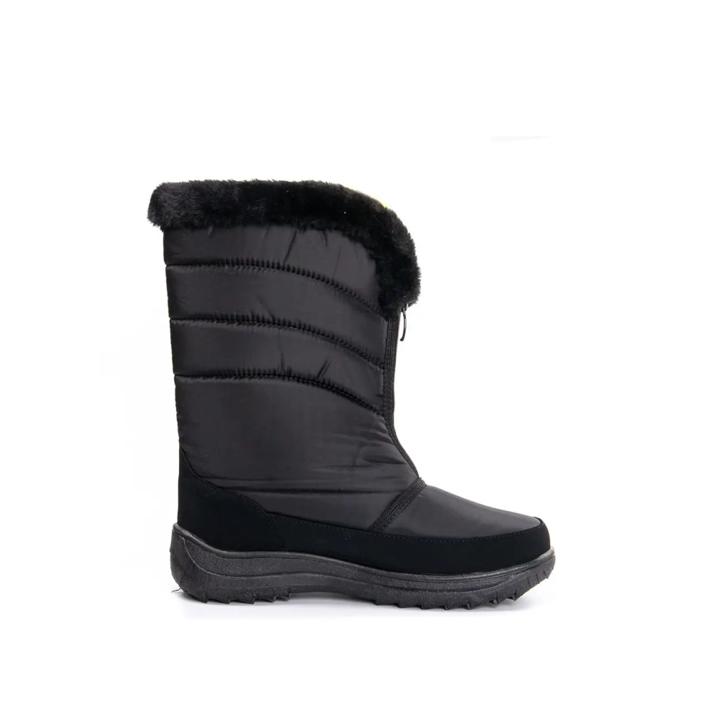 Дутики женские на молнии с окантовкой из искусственного меха и ПВХ подошве цвет чёрный