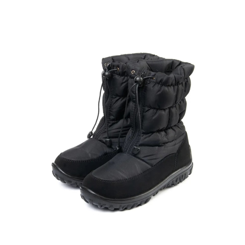 Дутики женские с искусственным мехом на шнурках-завязках и ПВХ подошве цвет чёрный