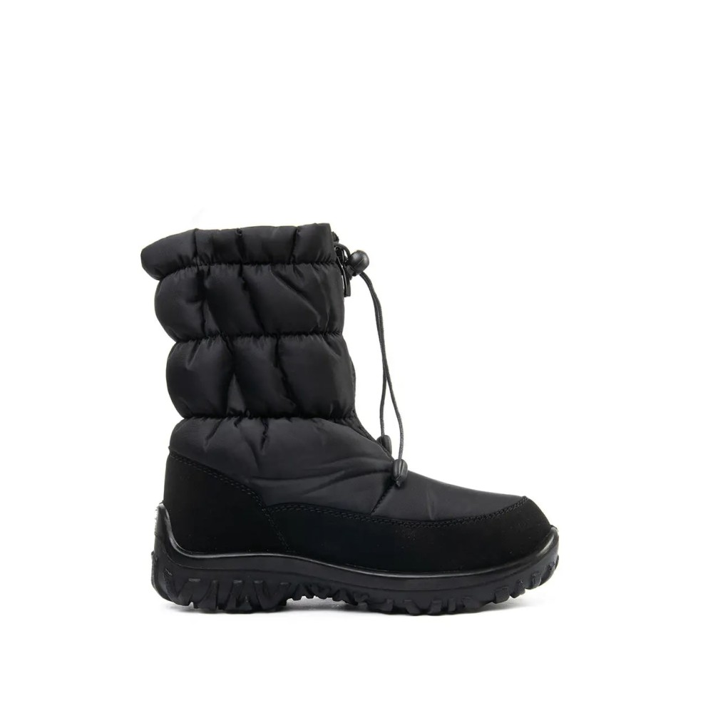 Дутики женские с искусственным мехом на шнурках-завязках и ПВХ подошве цвет чёрный