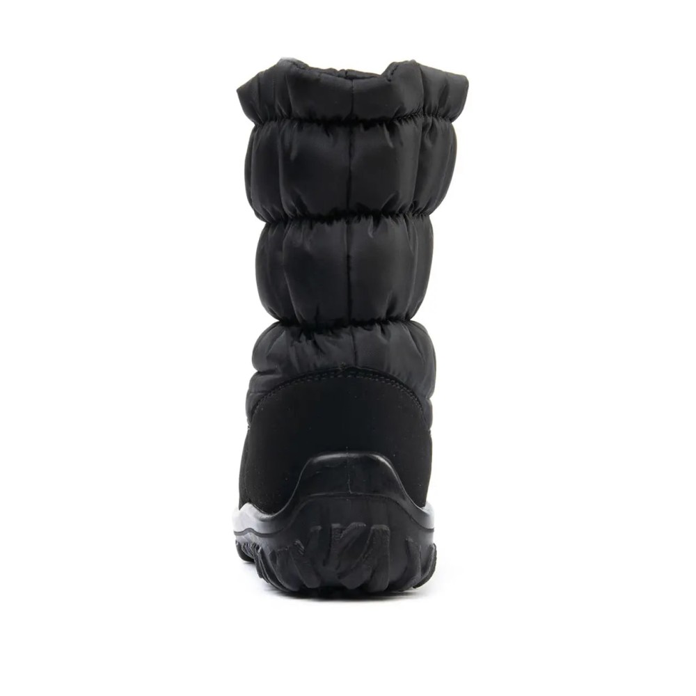 Дутики женские с искусственным мехом на шнурках-завязках и ПВХ подошве цвет чёрный