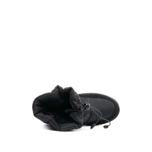 Дутики женские с искусственным мехом на шнурках-завязках и ПВХ подошве цвет чёрный