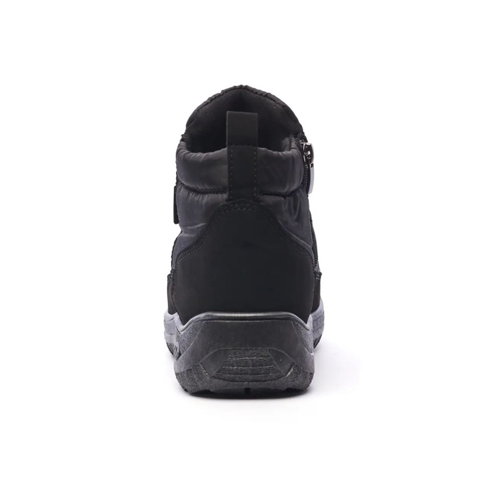 Дутики женские из водонепроницаемого материала на ПВХ подошве цвет чёрный