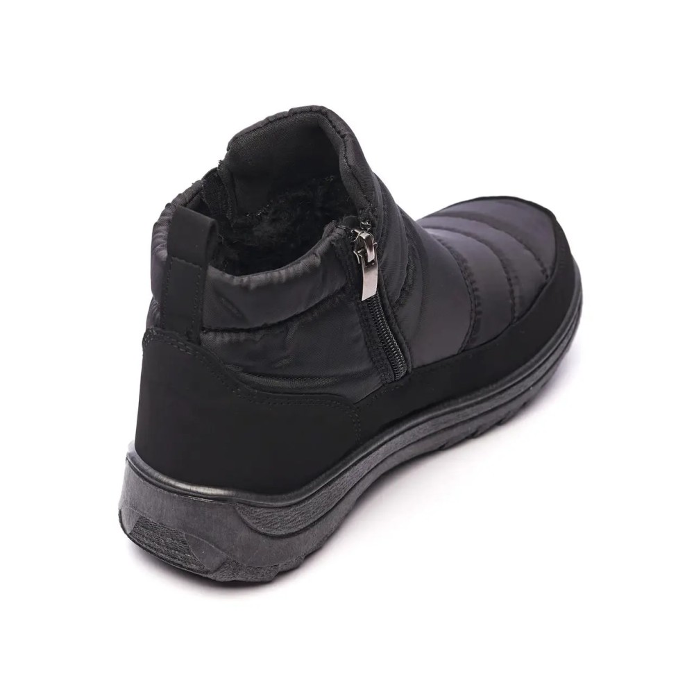 Дутики женские из водонепроницаемого материала на ПВХ подошве цвет чёрный