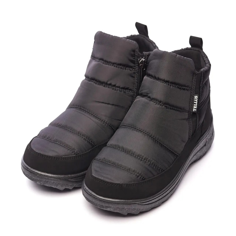 Дутики женские из водонепроницаемого материала на ПВХ подошве цвет чёрный