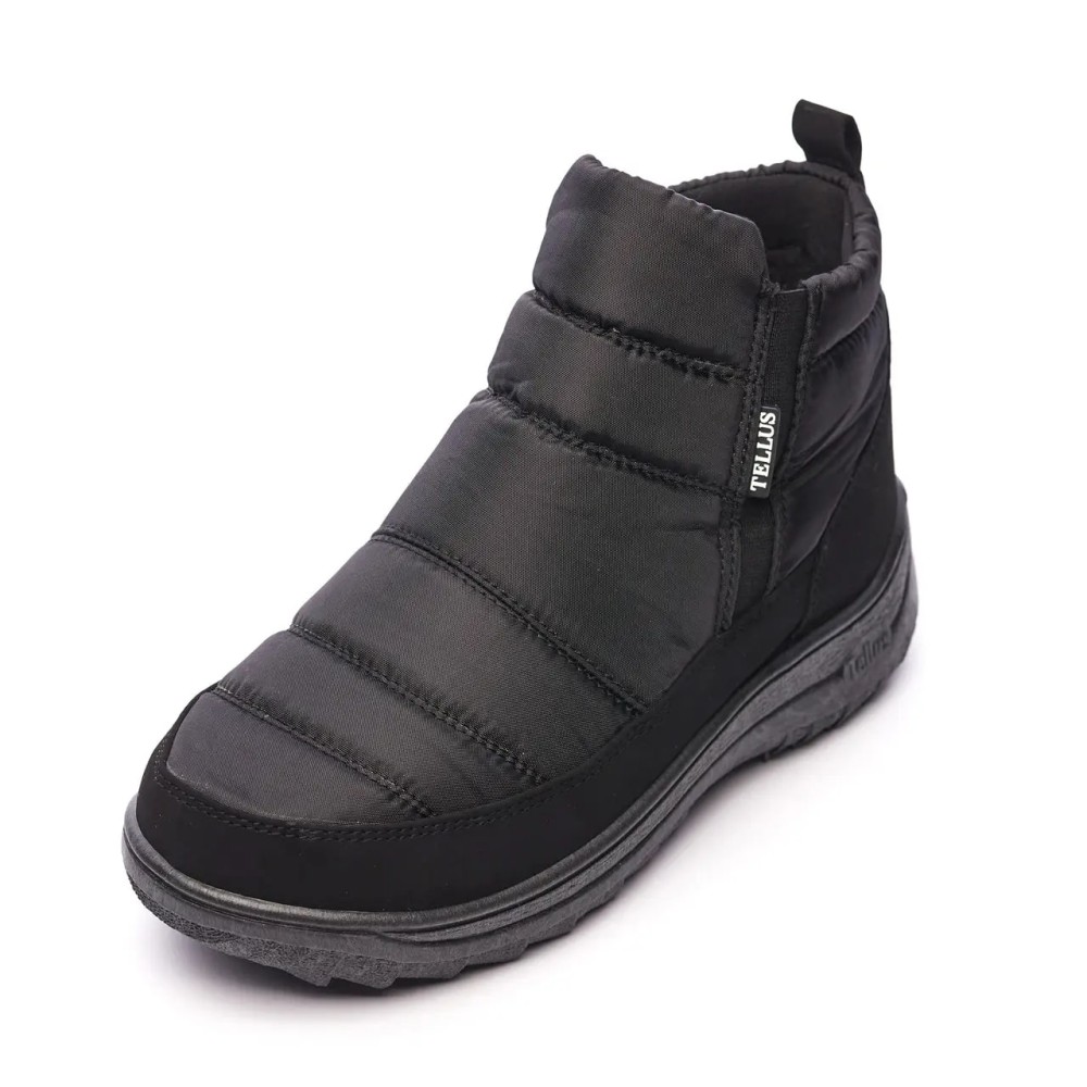 Дутики женские из водонепроницаемого материала на ПВХ подошве цвет чёрный