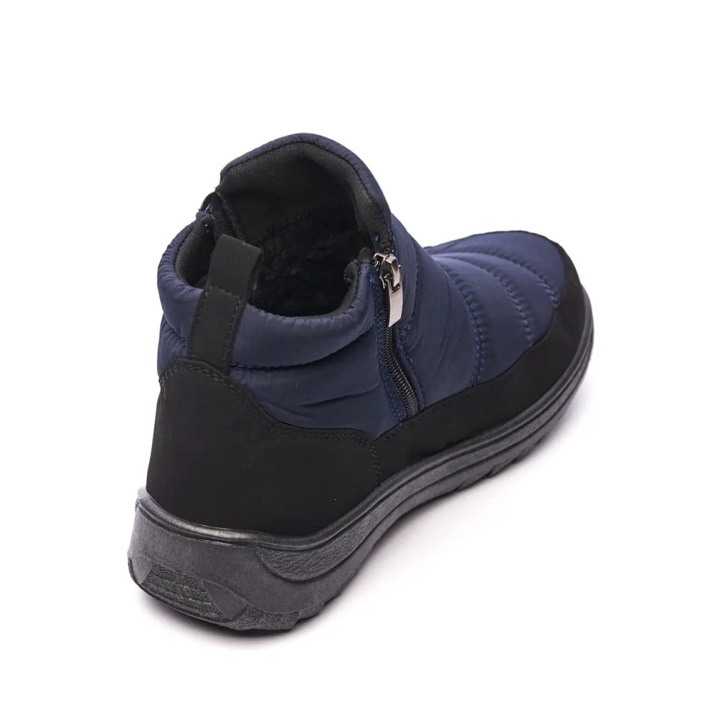 Дутики женские из водонепроницаемого материала на ПВХ подошве цвет синий