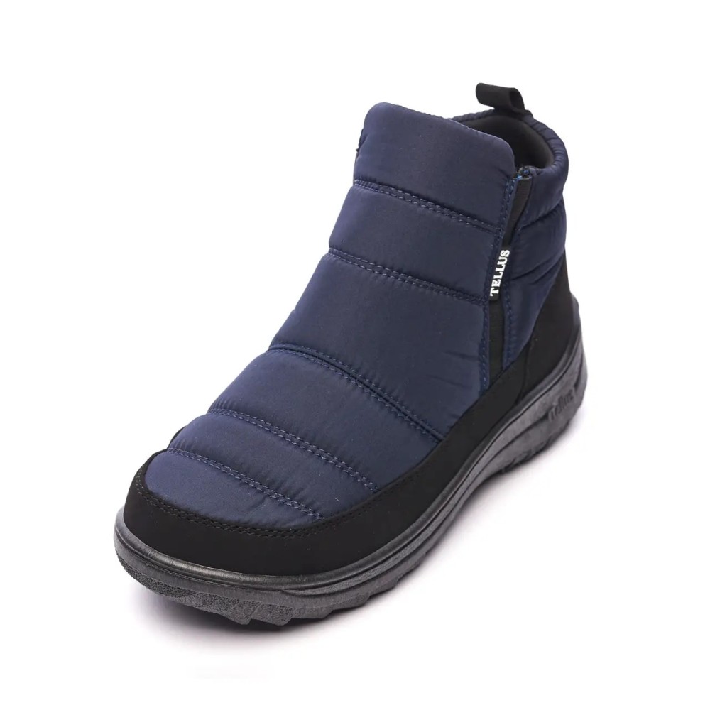 Дутики женские из водонепроницаемого материала на ПВХ подошве цвет синий