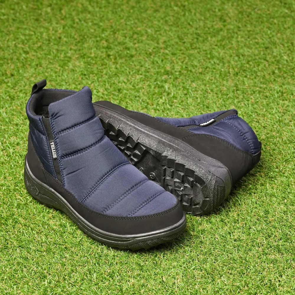 Дутики женские из водонепроницаемого материала на ПВХ подошве цвет синий