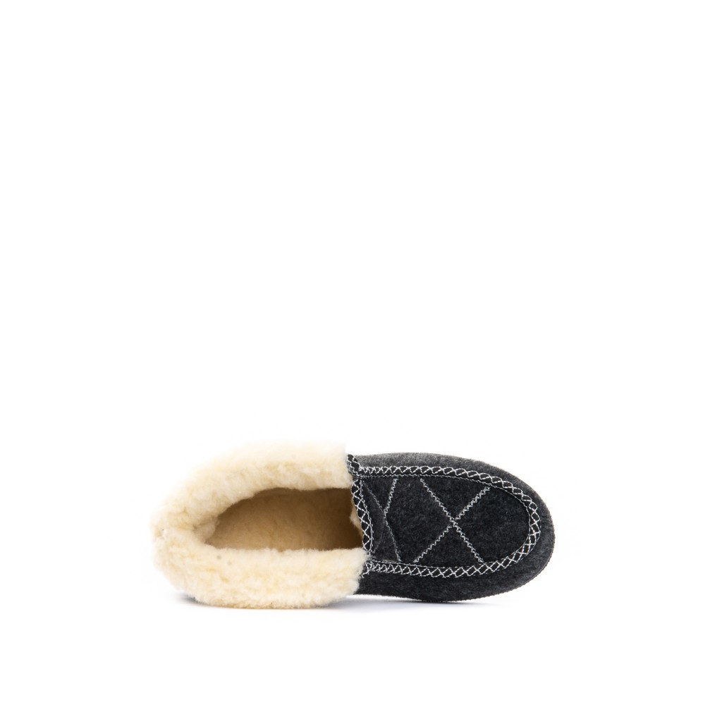 Бабуши женские из сукна на искусственном мехе цвет чёрный